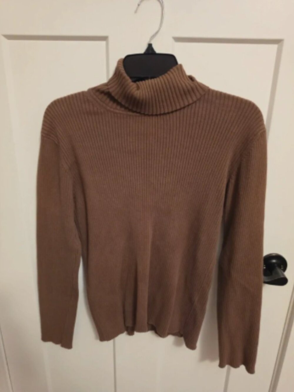 Orvis Brown Ribbed Turtleneck Cotton Sweater Size M